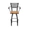 Holland Bar Stool Co Jackie with Arms 36 in. Swivel Bar Stool with Black Wrinkle Finish and Medium Oak Seat 415 - alternate 9